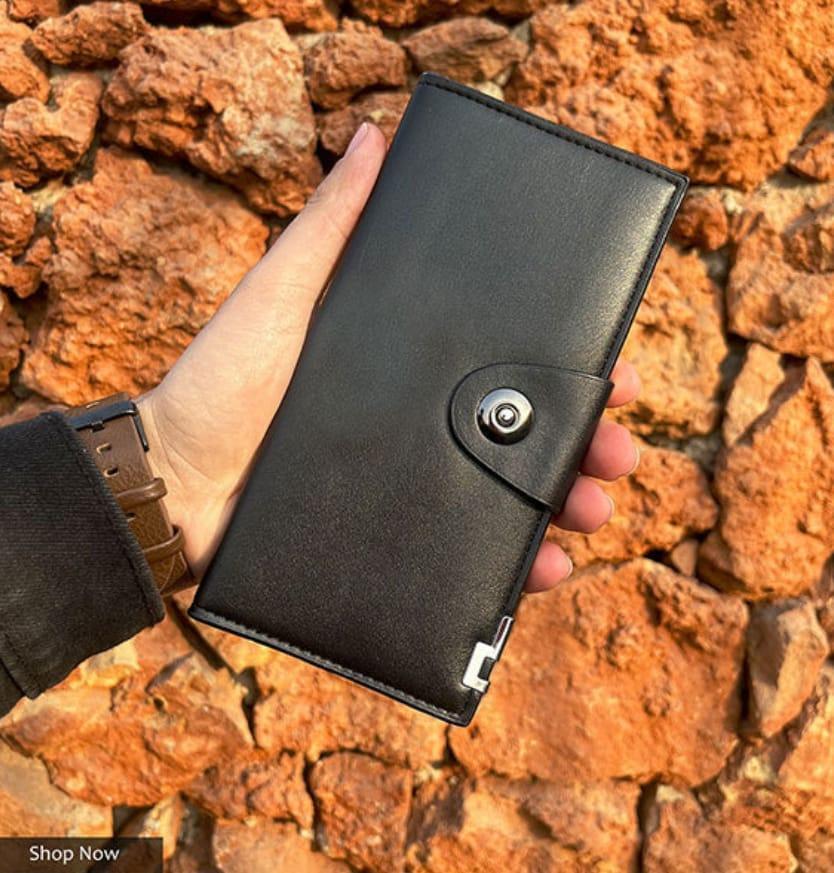 Tri-Fold Leather Wallet Black Brown Unisex – Stylish Compact Card Holder Wallet for Men & Women