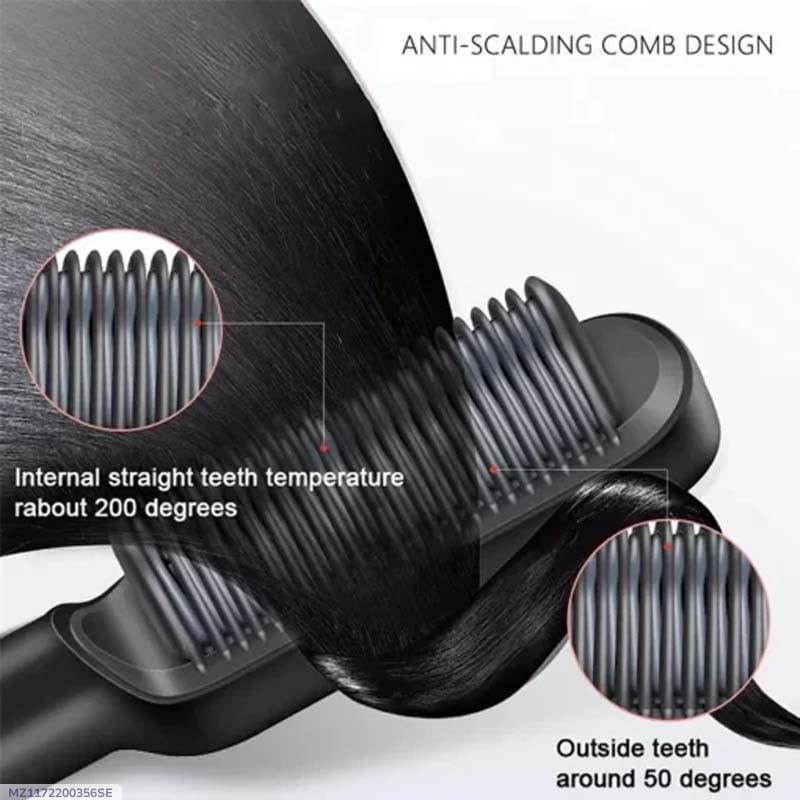 Fast Drying Hair Straightener Brush – Green ABS Electric Hot Comb for Quick Styling & Smooth Hair