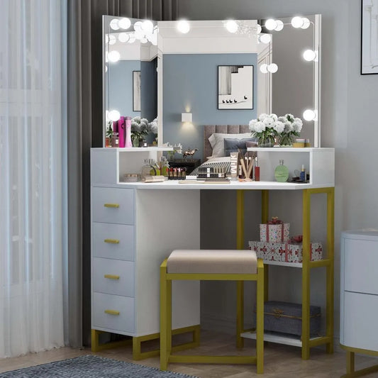 Rechargeable Vanity Mirror with LED Lights for Pakistani Homes – Portable Makeup Mirror with Touch Light