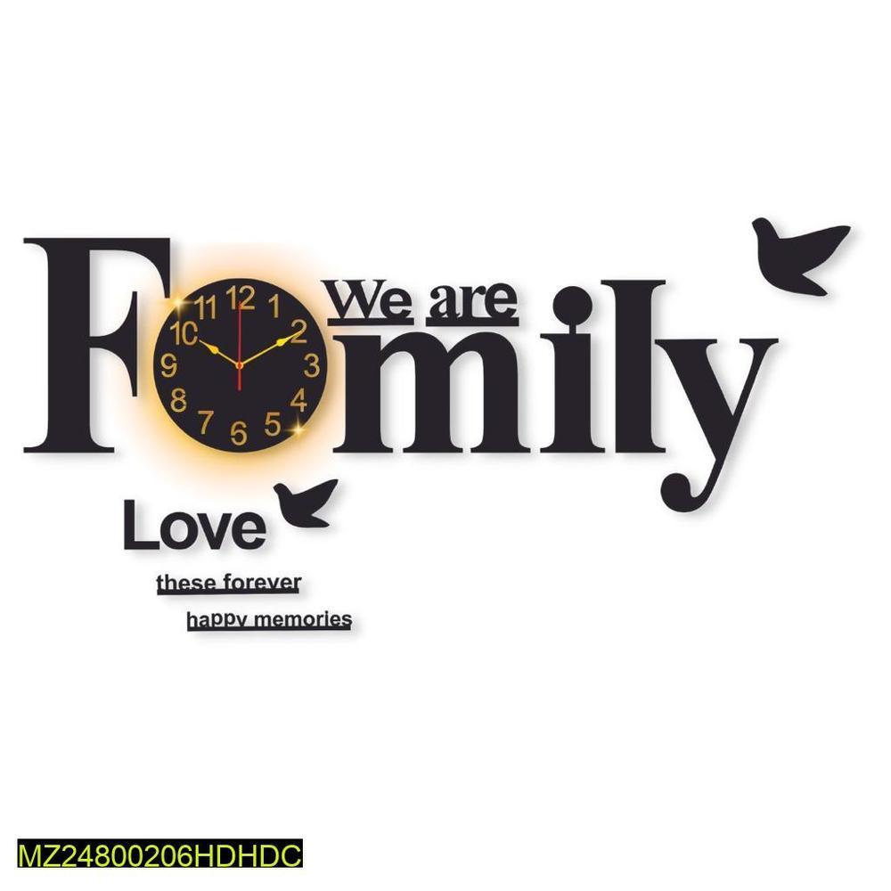 Laminated Wall Clock With Light 32x16 Inch – Modern Family Design Decorative LED Wall Clock