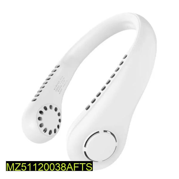 Mini Neck Fan Portable Fast Charging White – Rechargeable Bladeless Wearable Fan with 3-Speed Cooling, Lightweight USB Neck Fan for Travel, Outdoor & Office Use