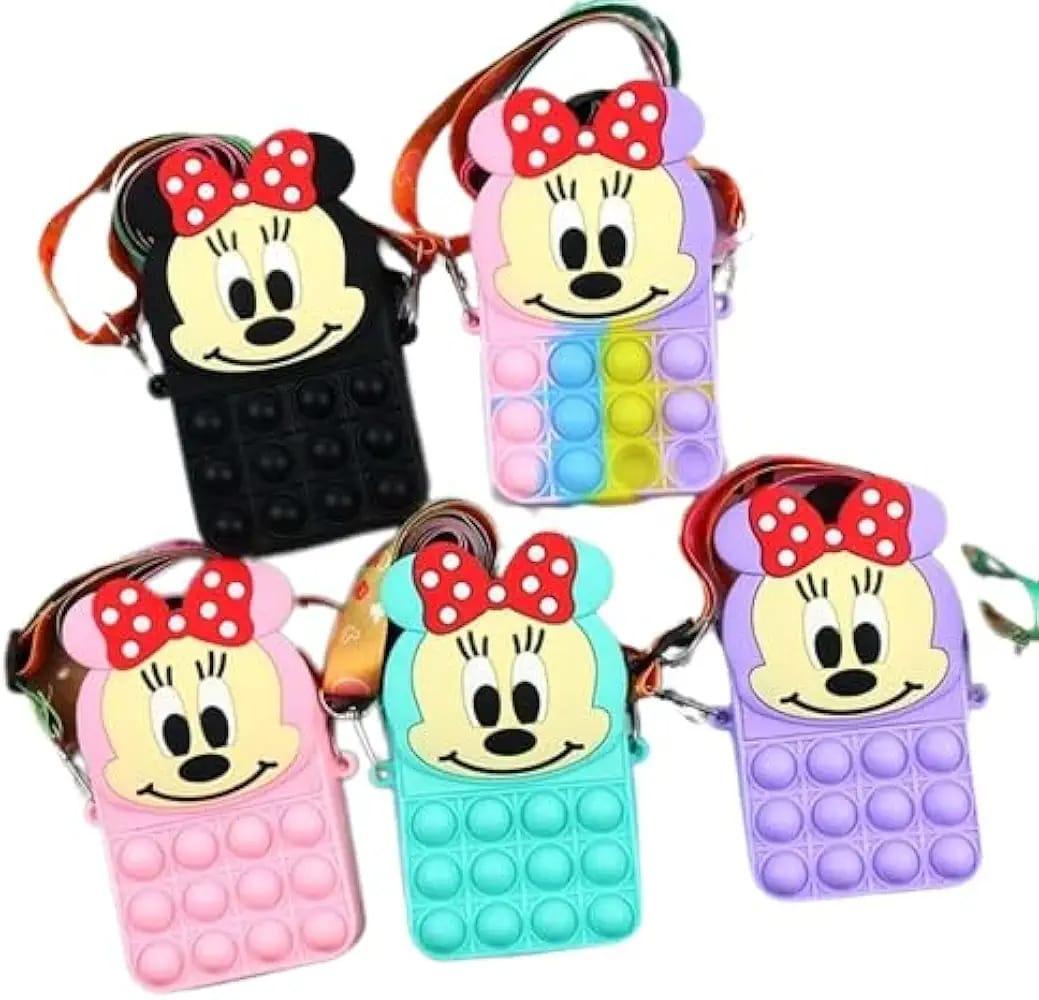 Minnie Mouse Pop It Crossbody Bag – Multicolor Silicone Shoulder Bag for Girls & Kids