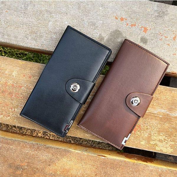 Tri-Fold Leather Wallet Black Brown Unisex – Stylish Compact Card Holder Wallet for Men & Women