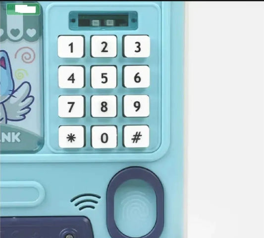 Blue ATM Money Box for Kids – Electronic Saving Bank Toy with Password Lock & Coin Deposit
