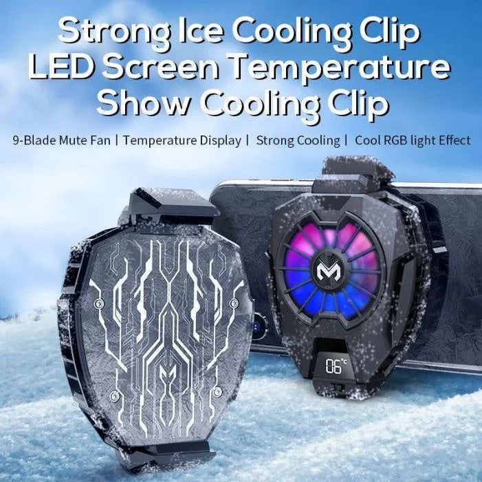 Mobile Phone Cooler with Temperature Display – RGB Gaming Cooling Fan, ABS Radiator for Smartphones (Android & iPhone)