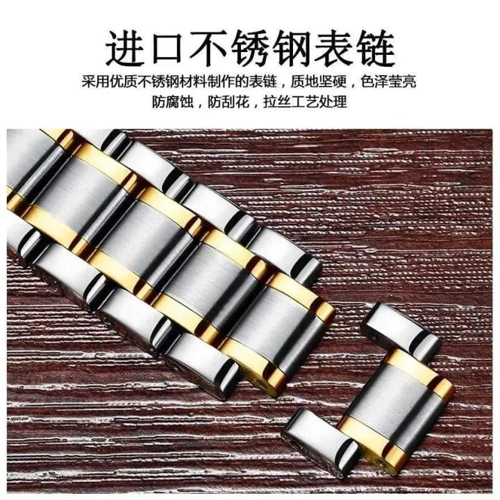 Unraion Skeleton Watch Stainless Steel with Gold Accents – Luxury Automatic Style Men’s Wrist Watch