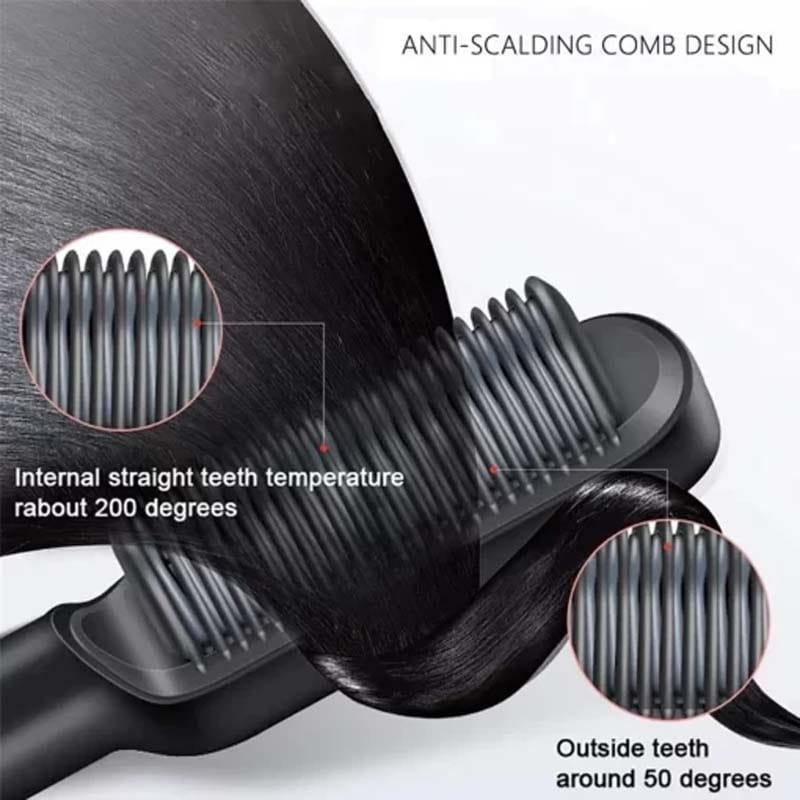 Fast Drying Hair Straightener Brush – Green ABS Electric Hot Comb for Quick Styling & Smooth Hair