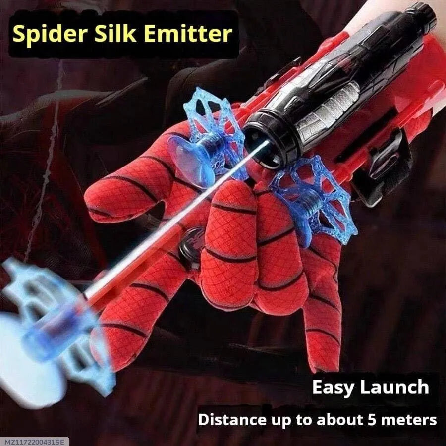 Spiderman Silk Emitter Toy – Red Web Shooter with 5M Range, Kids Action Toy for Boys & Girls