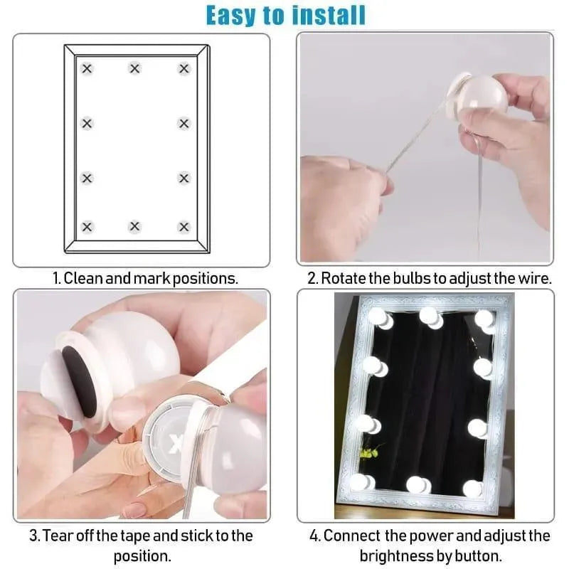 Rechargeable Vanity Mirror with LED Lights for Pakistani Homes – Portable Makeup Mirror with Touch Light