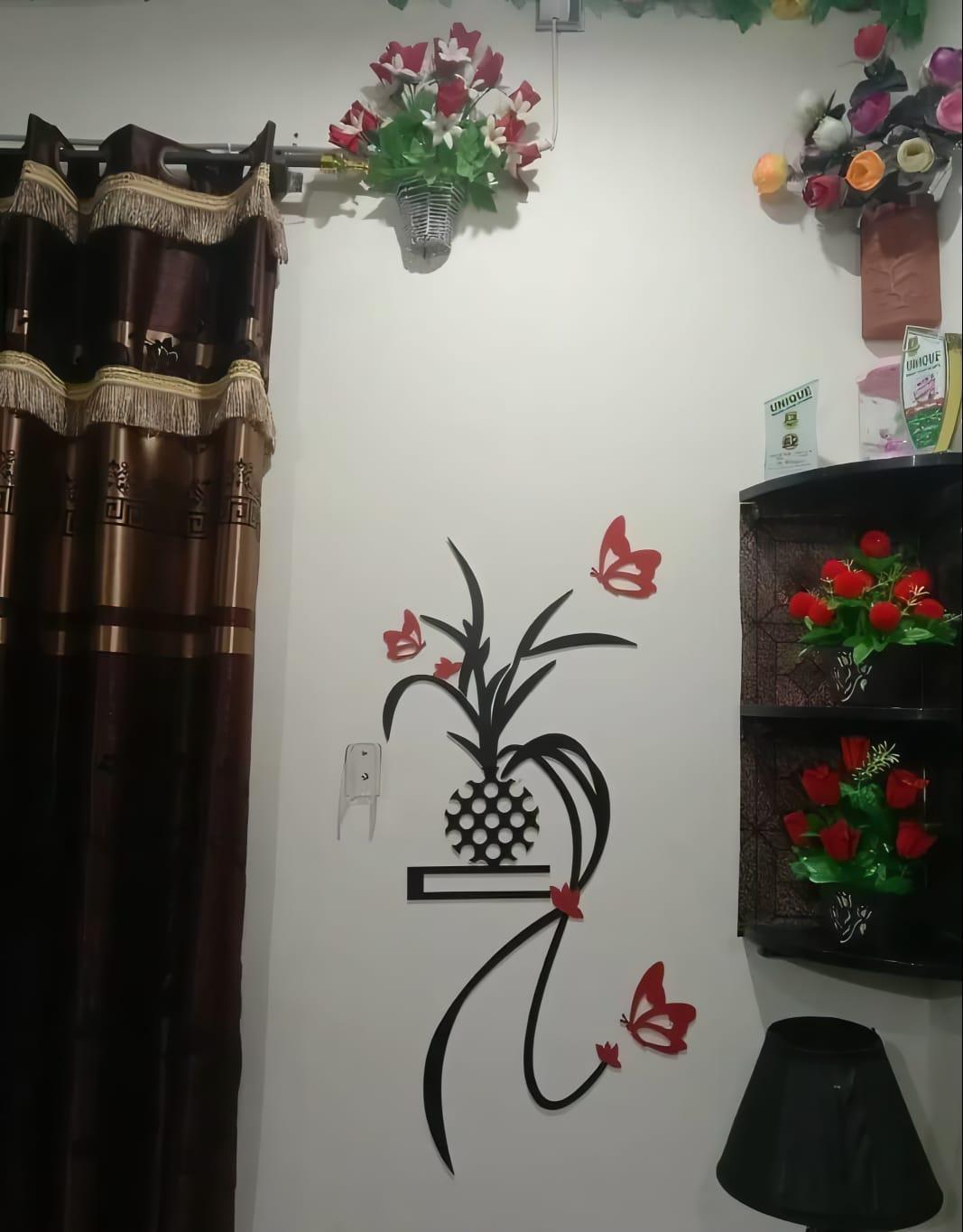 3D Wooden Wall Art Abstract Red Butterfly Decor 30x14 Inch – Modern Decorative Hanging Wall Piece