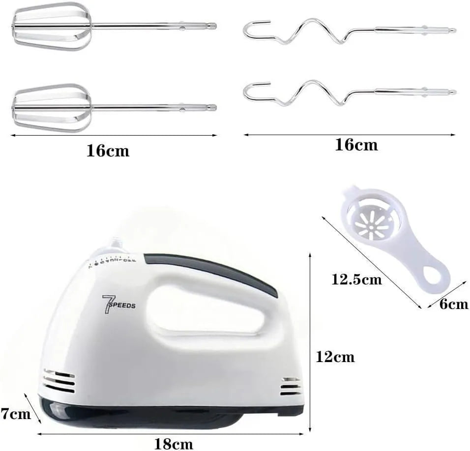 Electric Hand Blender White ABS Plastic – Portable Kitchen Mixer for Blending, Beating & Mixing (1 Pc)