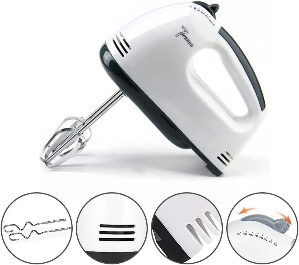 Electric Hand Blender White ABS Plastic – Portable Kitchen Mixer for Blending, Beating & Mixing (1 Pc)
