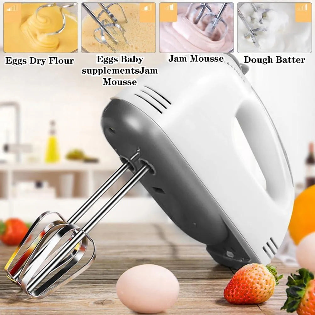 Electric Hand Blender White ABS Plastic – Portable Kitchen Mixer for Blending, Beating & Mixing (1 Pc)