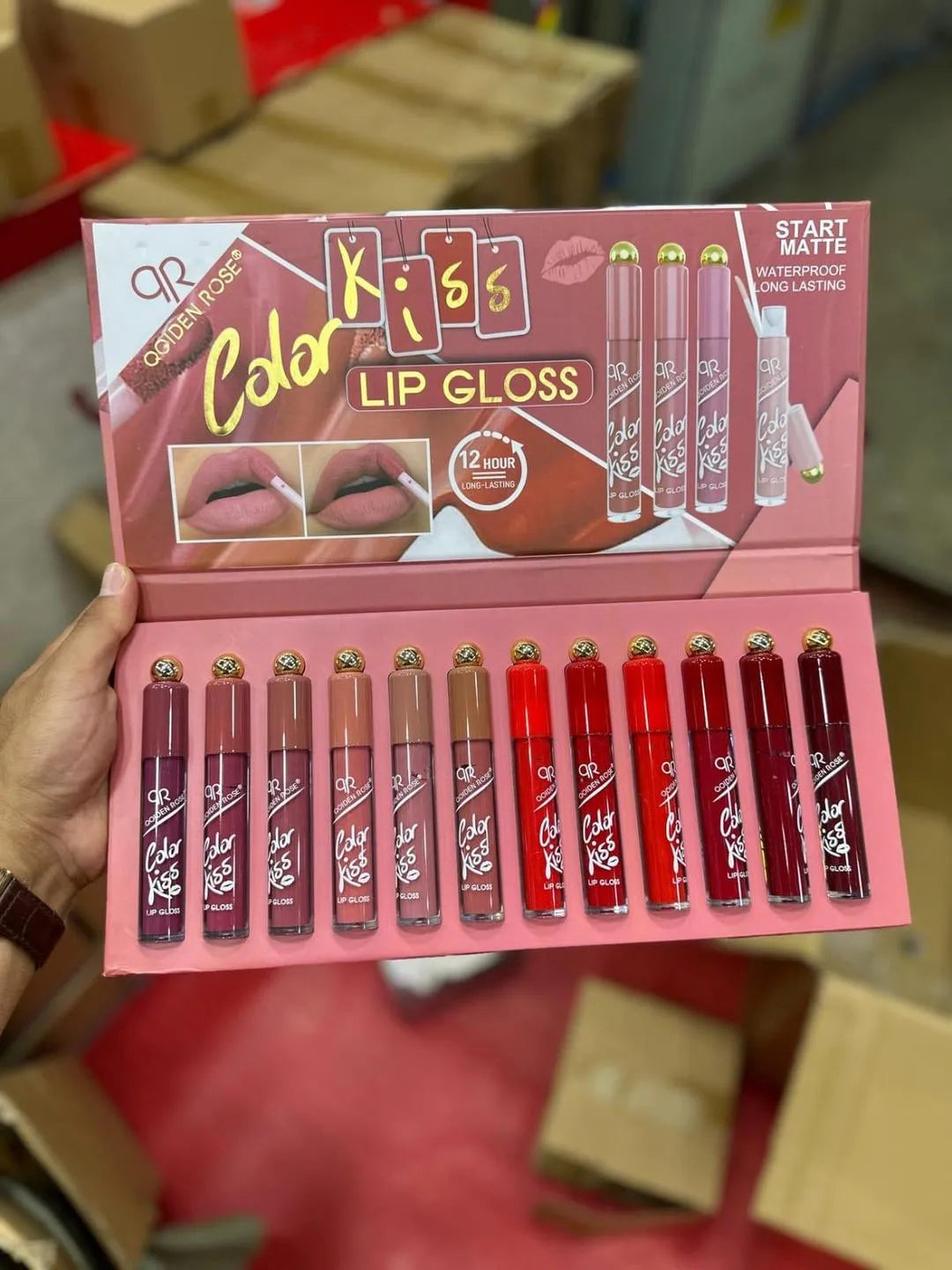 Lipstick Lip Gloss Set 12 Colors Matte Finish – Long Lasting Makeup Kit for Women