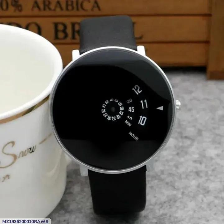 Black Leather Strap Analog Watch – Unisex Wrist Watch for Men & Women, Classic Casual & Formal Style