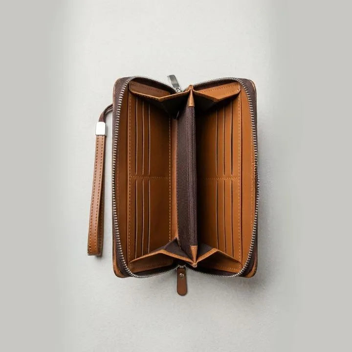 Men’s Brown Leather Wallet with Strap – Stylish Bi-Fold Wallet with Card Holder & Secure Closure