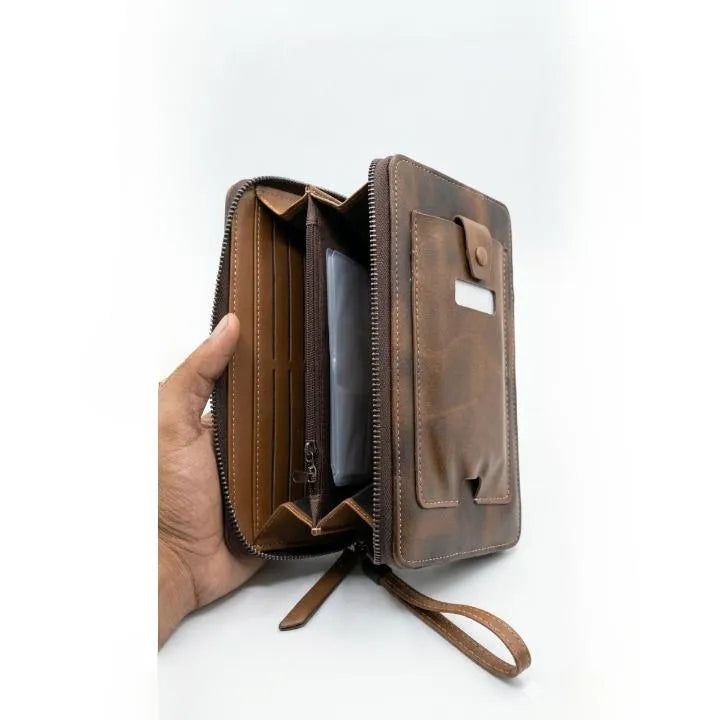 Men’s Brown Leather Wallet with Strap – Stylish Bi-Fold Wallet with Card Holder & Secure Closure