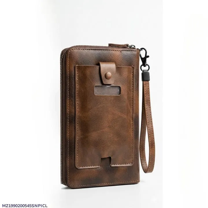 Men’s Brown Leather Wallet with Strap – Stylish Bi-Fold Wallet with Card Holder & Secure Closure
