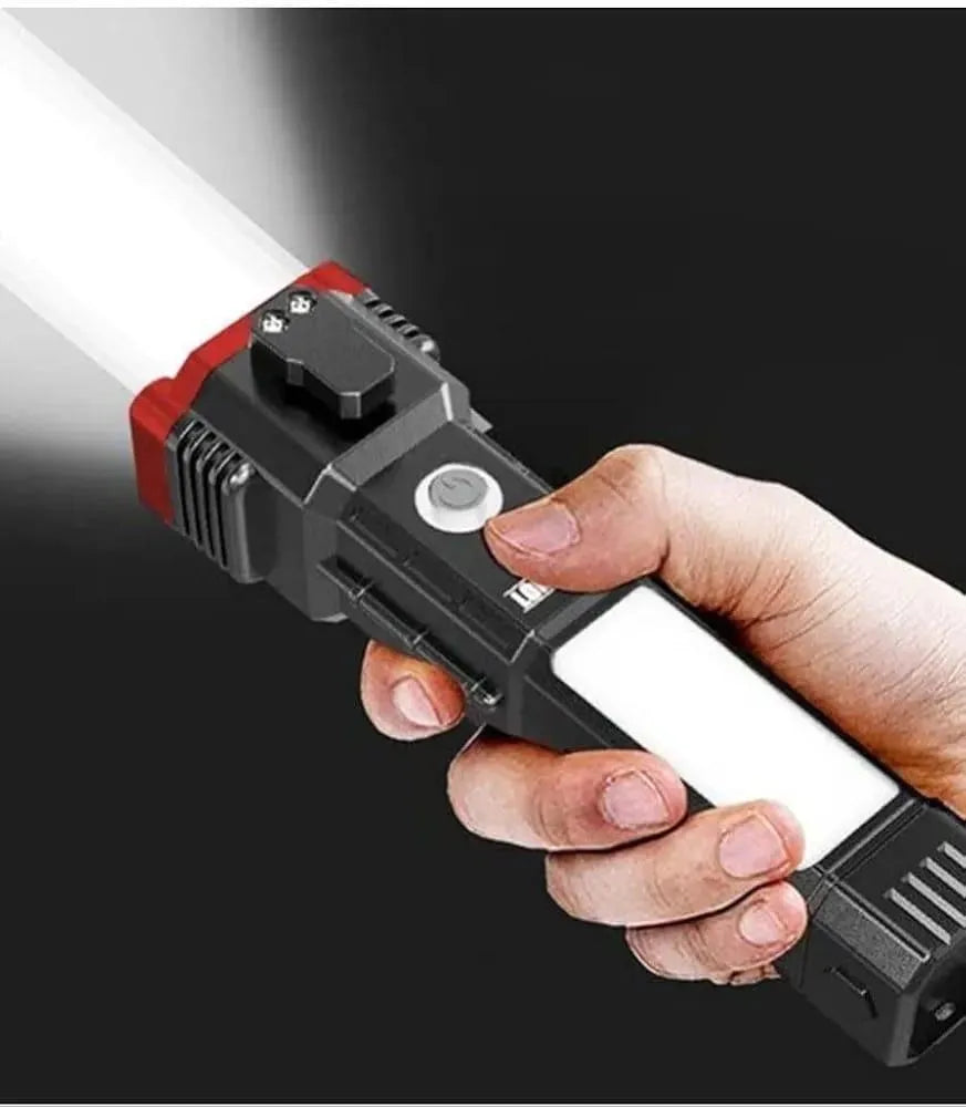 Rechargeable LED Search Light with Power Bank – High Power Torch Flashlight (Black) for Outdoor, Emergency & Camping