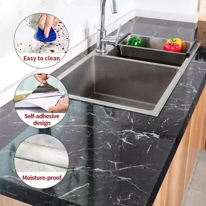 Affordable Marble Sticker Sheet for Kitchen & Home – Waterproof Self Adhesive PVC Cover Roll