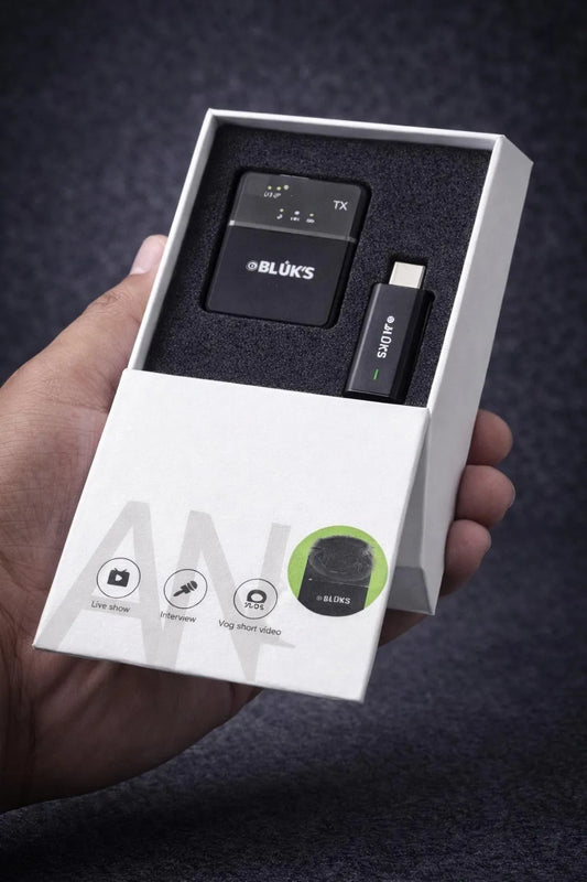 BLUK’S BX7 Wireless Microphone 2.4G Type-C – Noise Reduction Lavalier Mic for Vlogging, Interviews & Live Streaming