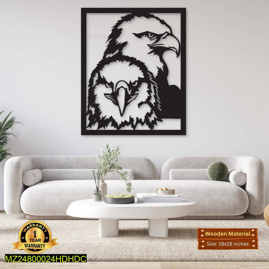 Eagle Wall Art Black MDF 16x16 Modern Decor – Stylish Wooden Wall Hanging for Home & Office