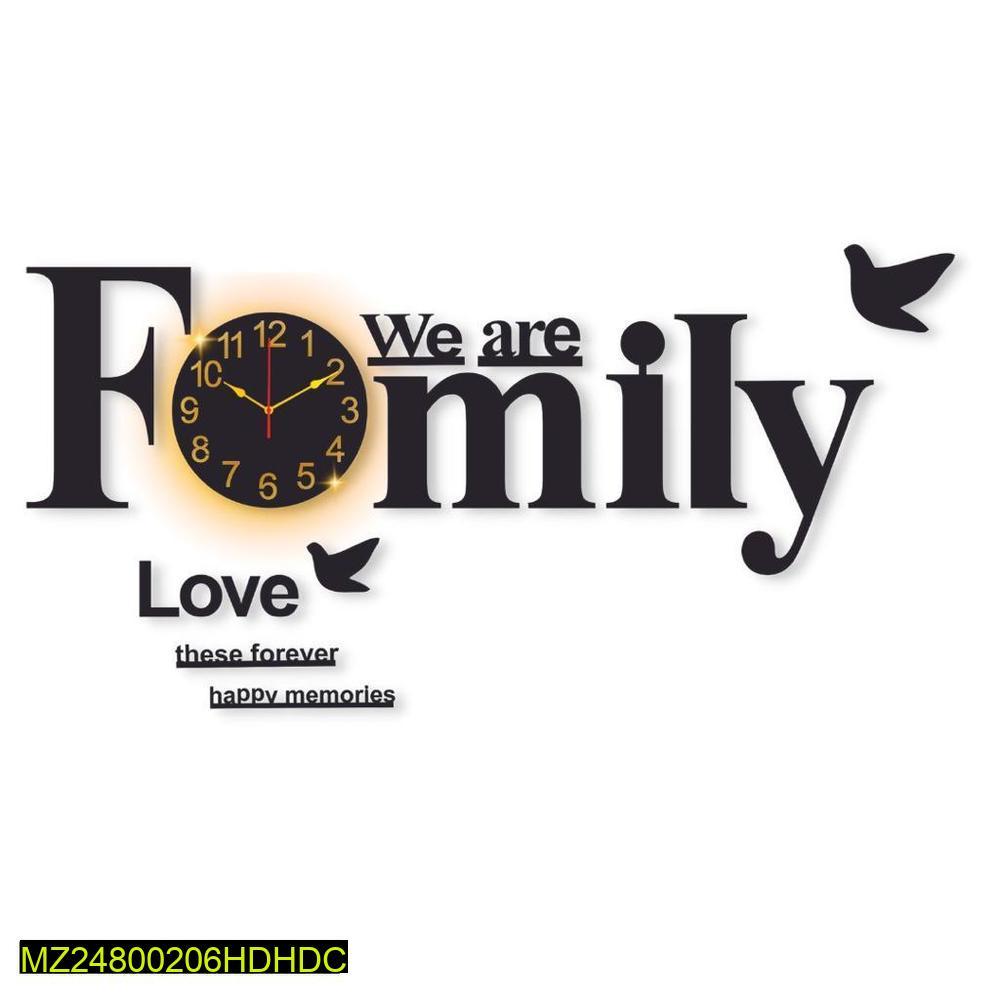 Laminated Wall Clock With Light 32x16 Inch – Modern Family Design Decorative LED Wall Clock