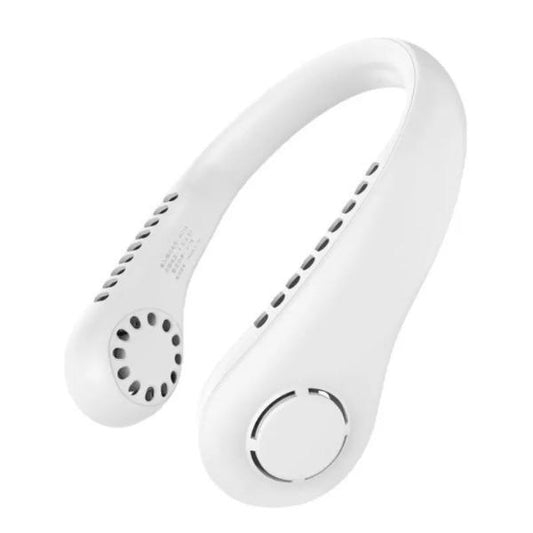 Mini Neck Fan Portable Fast Charging White – Rechargeable Bladeless Wearable Fan with 3-Speed Cooling, Lightweight USB Neck Fan for Travel, Outdoor & Office Use