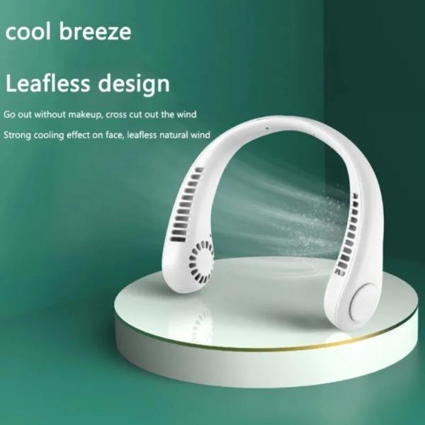Mini Neck Fan Portable Fast Charging White – Rechargeable Bladeless Wearable Fan with 3-Speed Cooling, Lightweight USB Neck Fan for Travel, Outdoor & Office Use