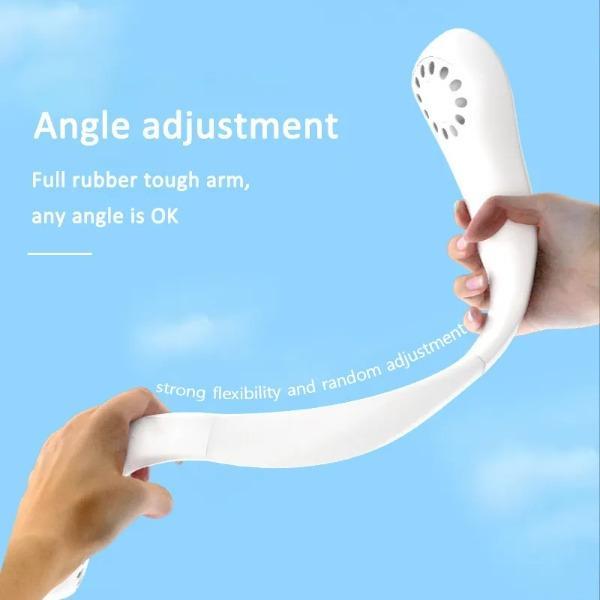 Mini Neck Fan Portable Fast Charging White – Rechargeable Bladeless Wearable Fan with 3-Speed Cooling, Lightweight USB Neck Fan for Travel, Outdoor & Office Use