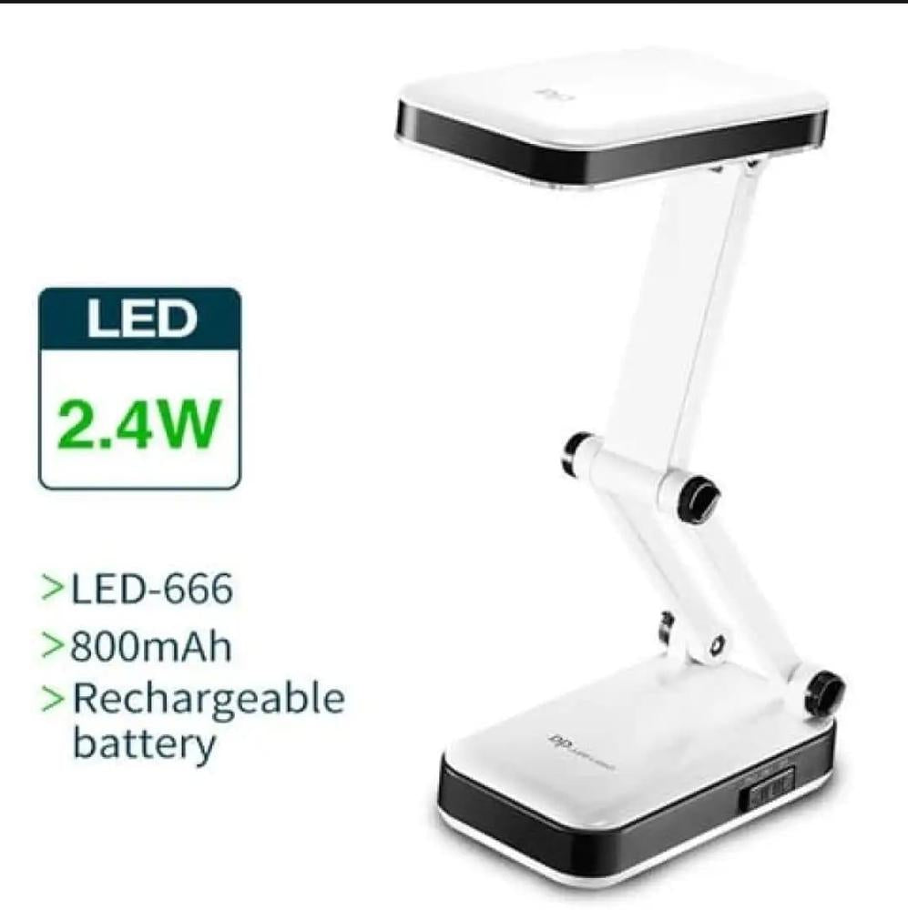 Rechargeable LED Table Lamp – 2.4W White Desk Lamp with 800mAh Battery, Portable Study Light for Home & Office