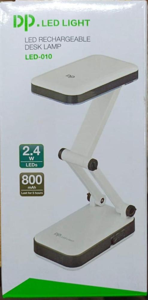 Rechargeable LED Table Lamp – 2.4W White Desk Lamp with 800mAh Battery, Portable Study Light for Home & Office