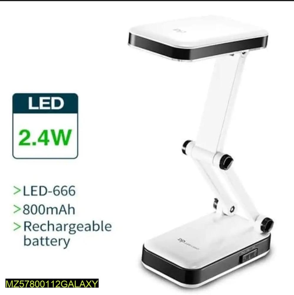 Rechargeable LED Table Lamp – 2.4W White Desk Lamp with 800mAh Battery, Portable Study Light for Home & Office