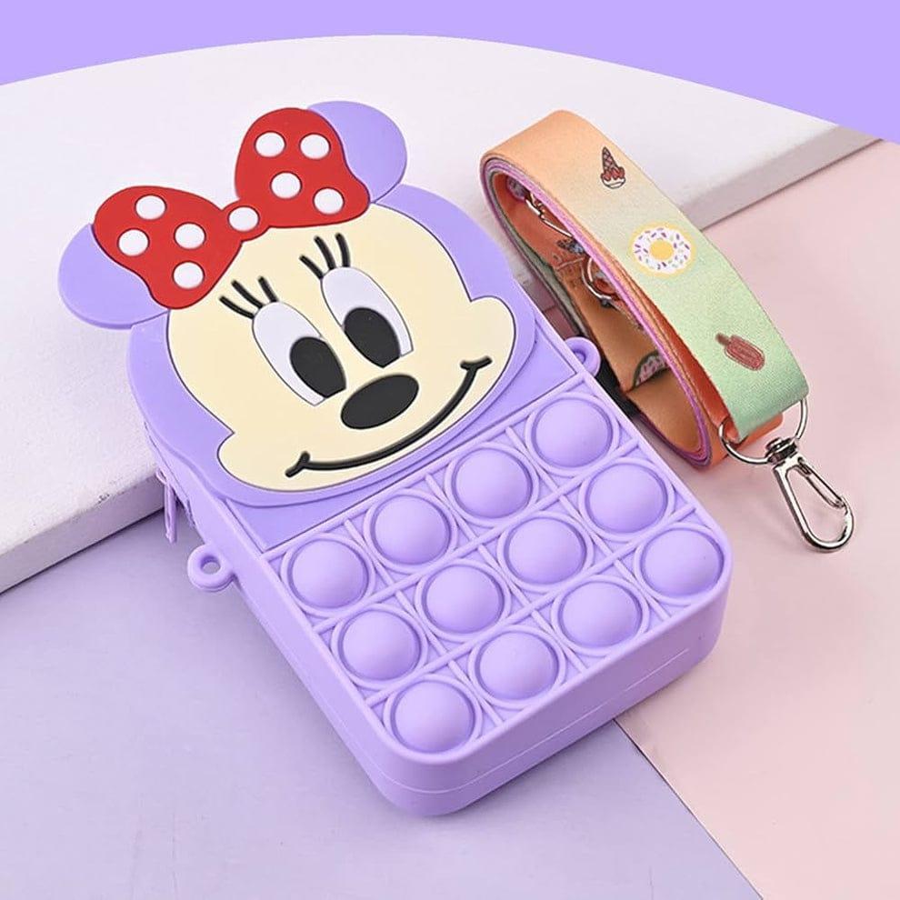 Minnie Mouse Pop It Crossbody Bag – Multicolor Silicone Shoulder Bag for Girls & Kids