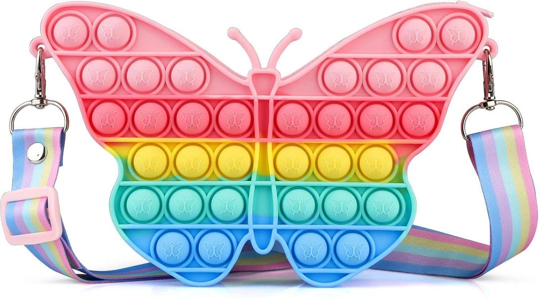 Multicolor Silicone Butterfly Crossbody Bag for Girls – Cute Mini Shoulder Purse for Kids