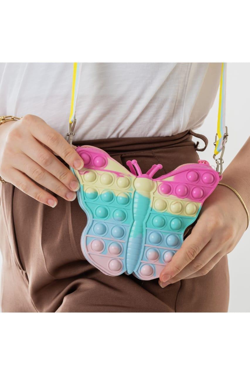Multicolor Silicone Butterfly Crossbody Bag for Girls – Cute Mini Shoulder Purse for Kids