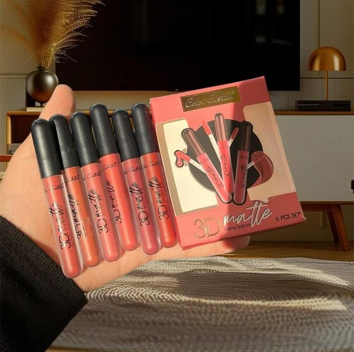 6 Pcs Matte Lip Gloss Set – Bold High Pigment Creamy Finish Long Lasting Lip Colors for Women