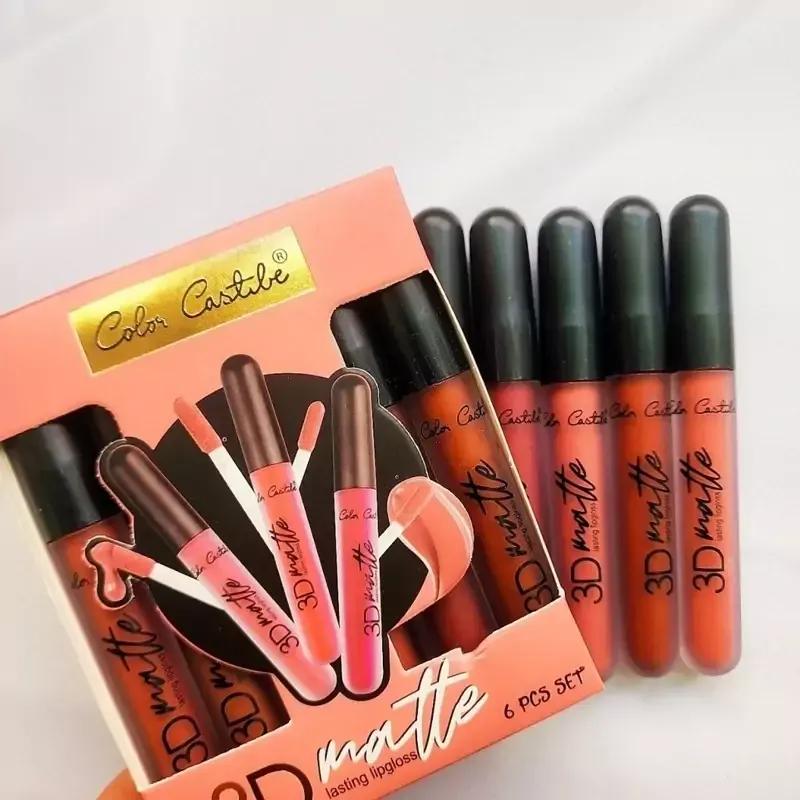 6 Pcs Matte Lip Gloss Set – Bold High Pigment Creamy Finish Long Lasting Lip Colors for Women